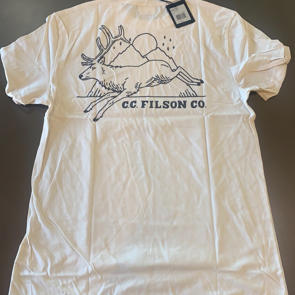 C.C. Filson S/S lightweight Outfitter T- Shirt, NEW, Made in the USA 🇺🇸, Cream